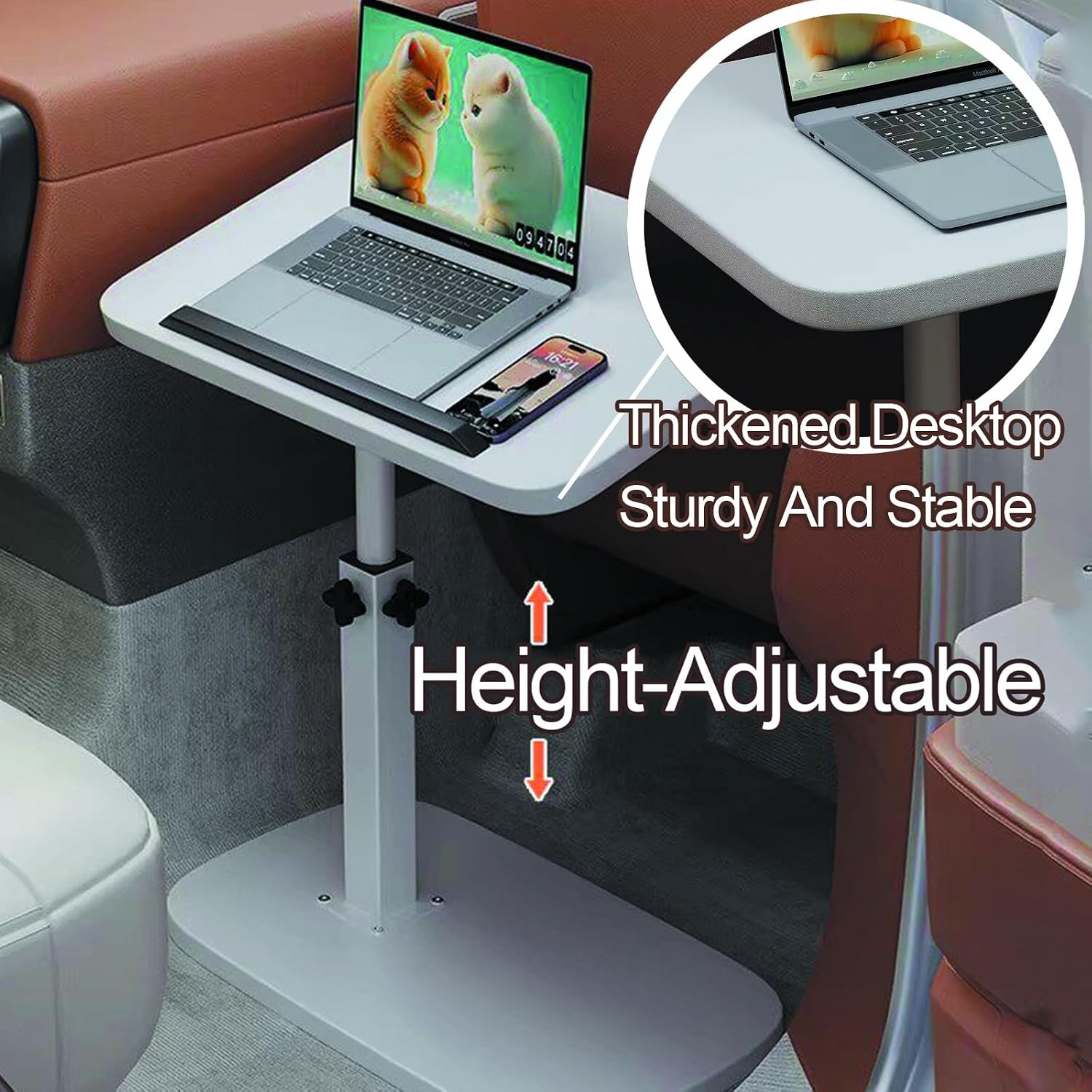 Folding Table 90°， Movable Desk, 18–31in Adjustable Height Table, for Laptop, Camping, No Assembly Required(Yellow)