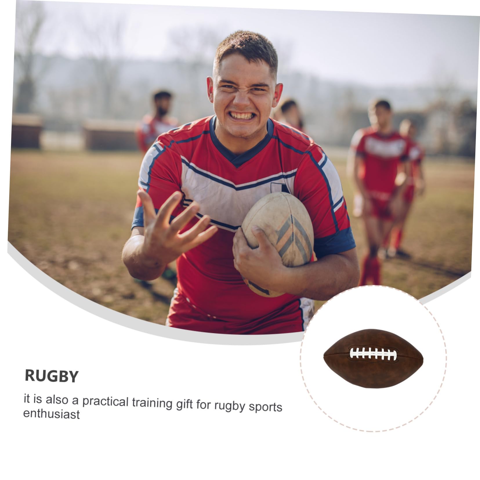 BESPORTBLE Pallone da Rugby Adulto Bianco in Materiale Pu Superficie Antiscivolo, per Allenamento e Competizioni, per Atleti e Teenager