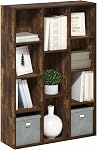 Furinno LUDER Book Shelf, 7-Cube Bookshelf, Bookcase, 9.4 x 19.5 x 41.7, for Living Room, Bedroom, Home Office, Blackwood