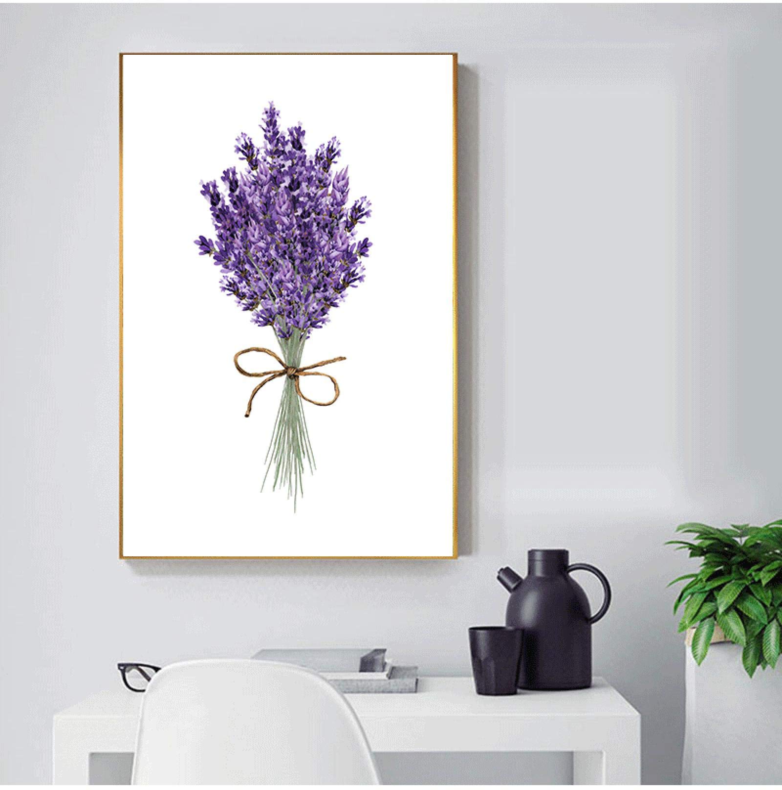 KEBIA Pósteres de flores de lavanda escandinava pintura en lienzo verde s e impresiones decoración del hogar imágenes artísticas de pared del dormitorio 60x80cmx3 sin marco