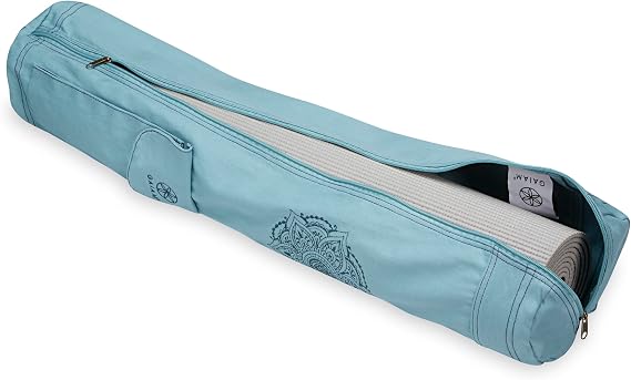 Gaiam Cargo Yoga Mat Bag, Full-Zip Carrier | Fits Most Mats | Front Zip Pocket | Phone Pocket & Earbuds Slit | Adjustable Strap | Women & Men