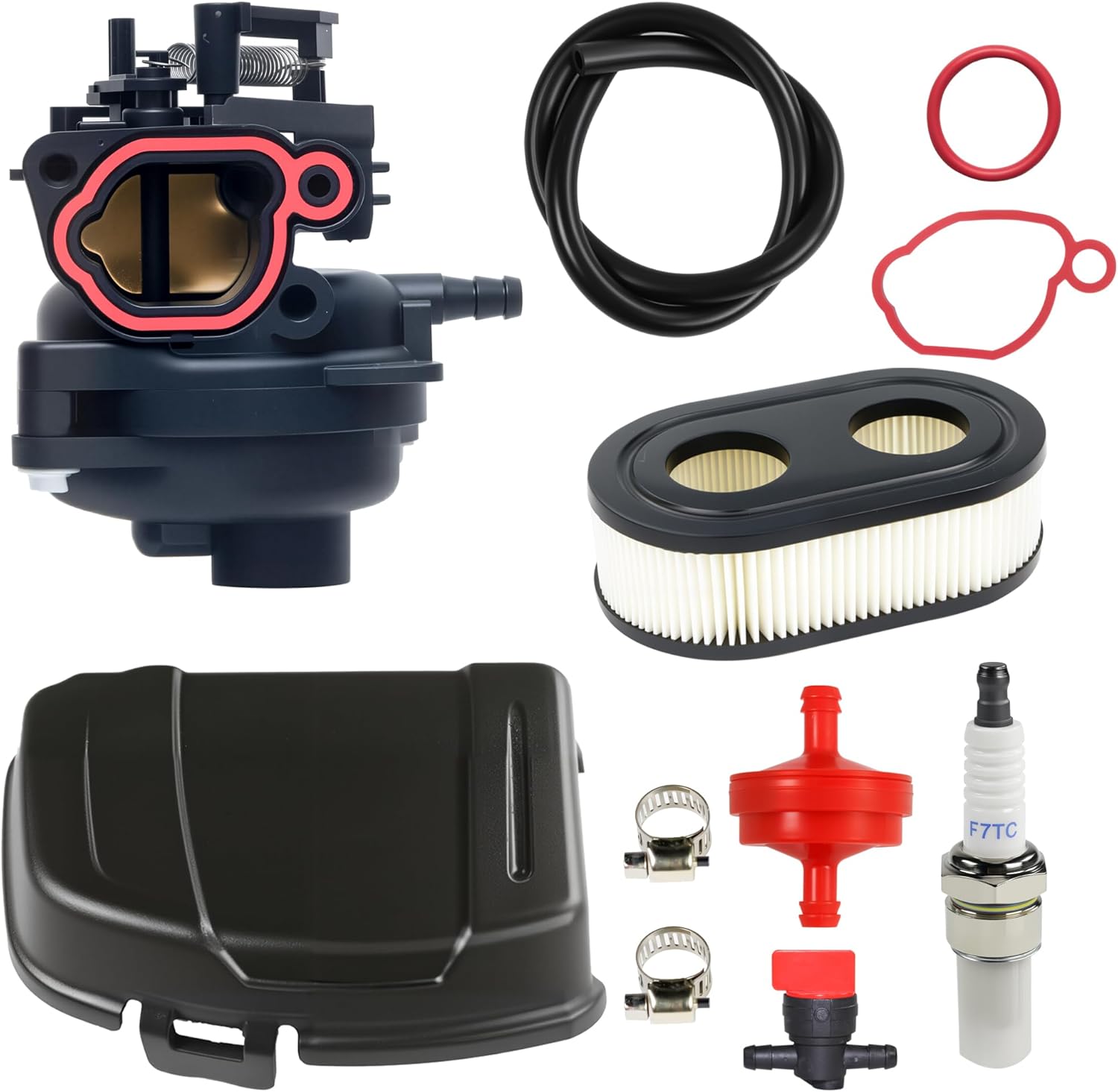 Carburetor Assembly Compatible with Toro 22" Recycler SmartStow Lawn Mower Model 20339, 163cc 7.25 Engine, Includes Fuel Filter, Air Filter & Cover