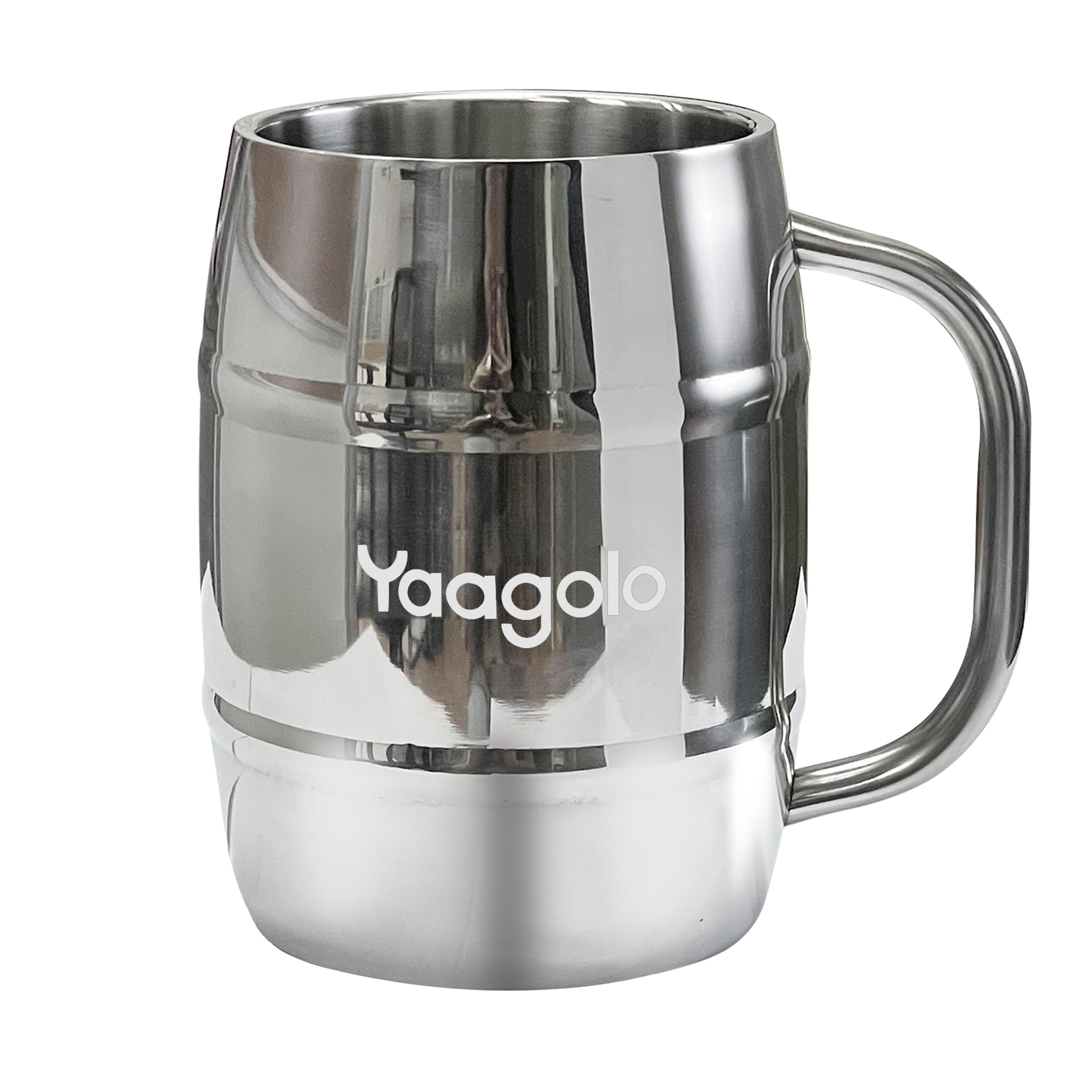 1L Large Stainless Steel Beer Mug,32oz Double Wall Beer Stein with Handle, Shatterproof Cups for Cold Drinks