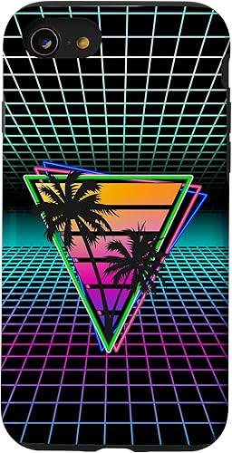 Miniatura 17 de iPhone 11 80s Inspirado Triángulo Láser Retro Synthwave Sunset Case