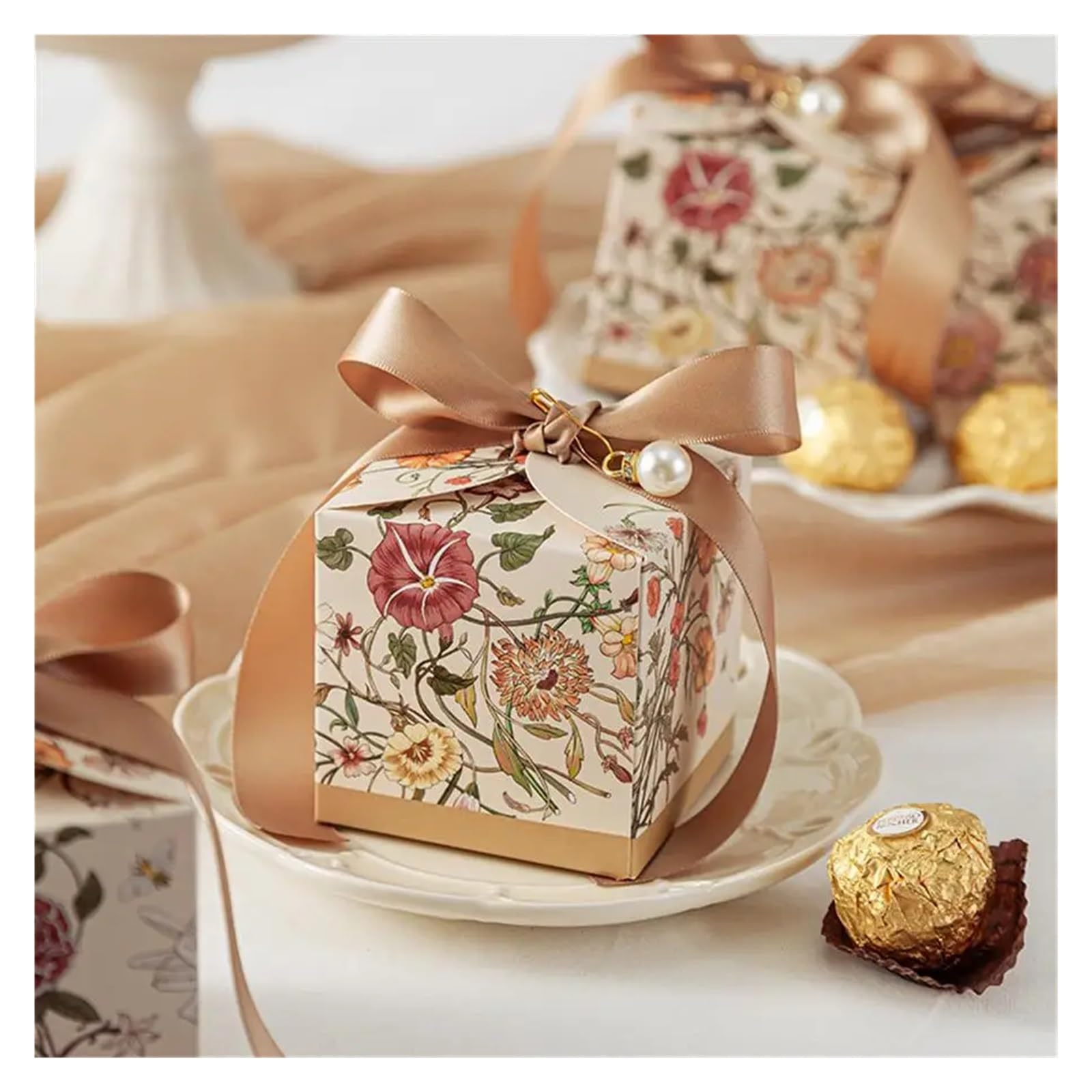 sacchetti regalo, Party Favor Flower Candy Biscuit Paper Boxes, Multicolor, 7x7x7cm, 12 or 30 Pcs(Blue,30pcs)