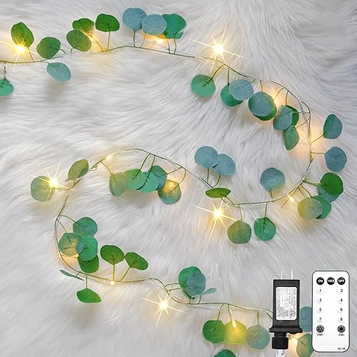 Miniatura 12 de Suddus 40 luces LED de Navidad con pilas, tira de luces de 12.5 pies con bayas rojas y hoja de acebo, temporizador remoto, guirnaldas artificiales