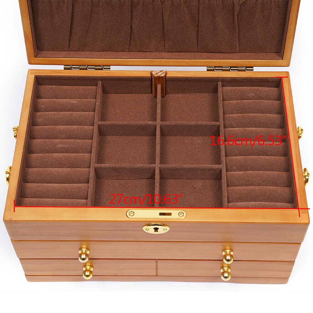 Joyero de madera de 3 niveles, caja de joyería, caja de regalo, para guardar relojes, gafas, joyas, gemelos, eslabones de repuesto, anillos, pendientes