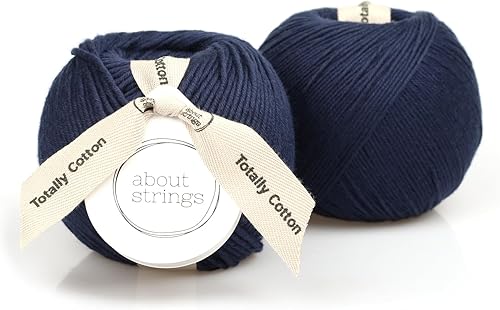 About Strings Hilo grueso 100% algodón orgánico No.5, 3.53 onzas por bola, paquete de 2 bolas