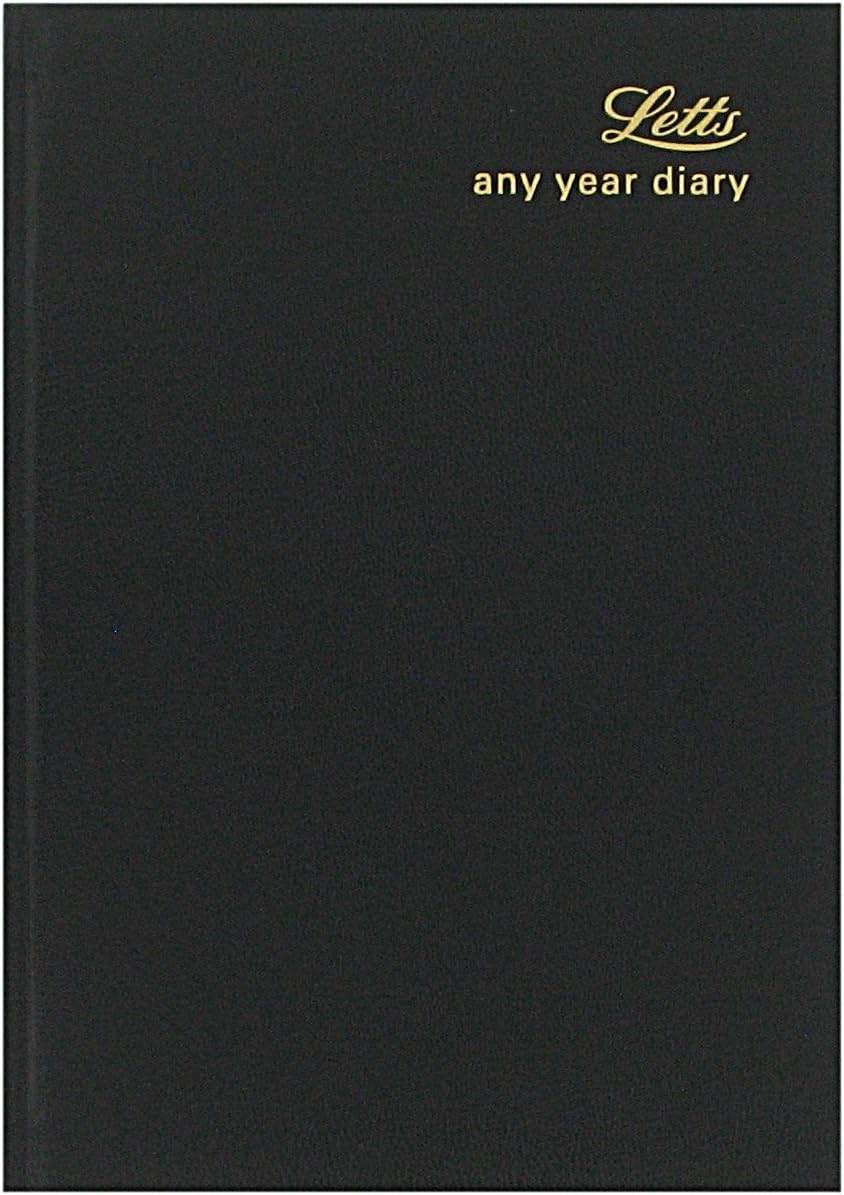 Undated Any Year A5 Day per Page Diary - Black
