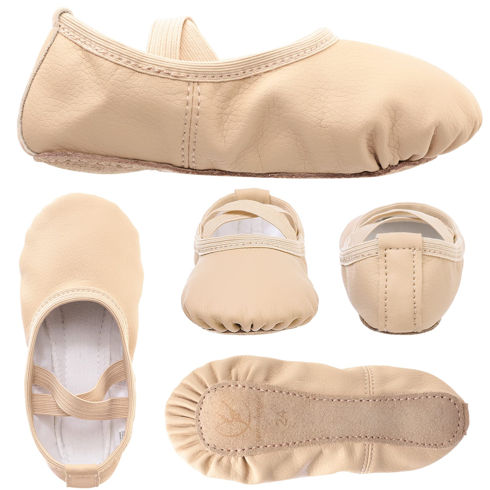 Scarpe da Danza in Pelle Classica Scarpe da Ballerina con Suola Intera in Cuoio Ginnastica Ballo Pantofole per Bambina Ragazze e Donna