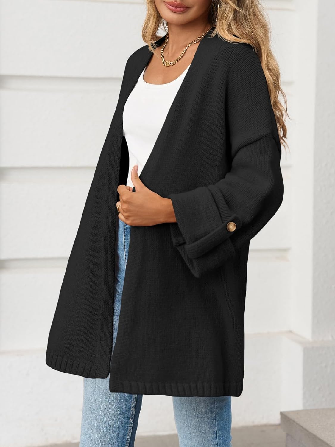 Saodimallsu Womens Oversized Long Cardigan Sweaters Casual Open Front Chunky Knit Slouchy Fall Trendy Sweater Coats - Image 4