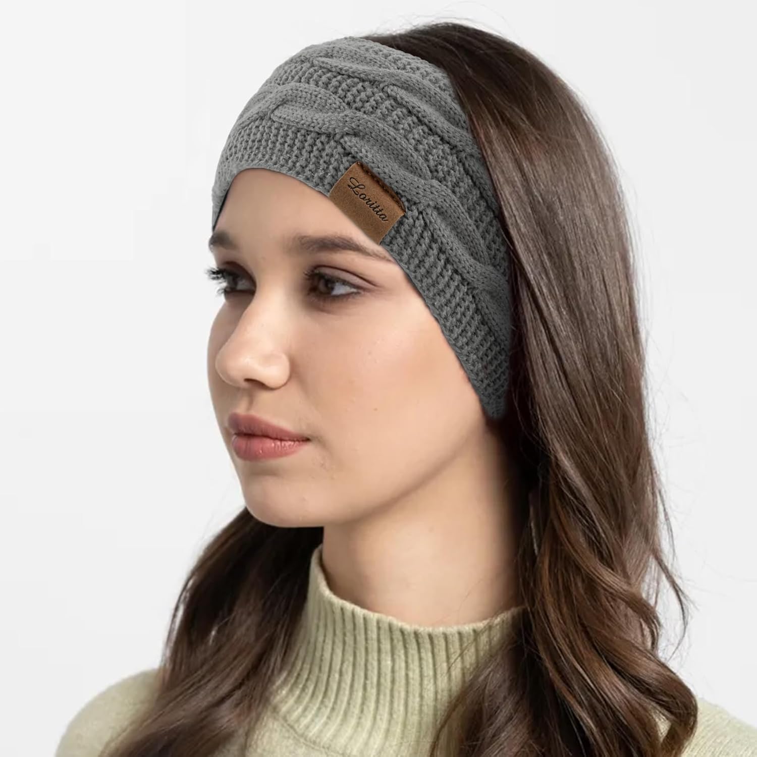 Loritta 4 Pack Womens Winter Headbands Fuzzy Fleece Lined Ear Warmer Cable Knit Thick Warm Crochet Headband Gifts - Image 6