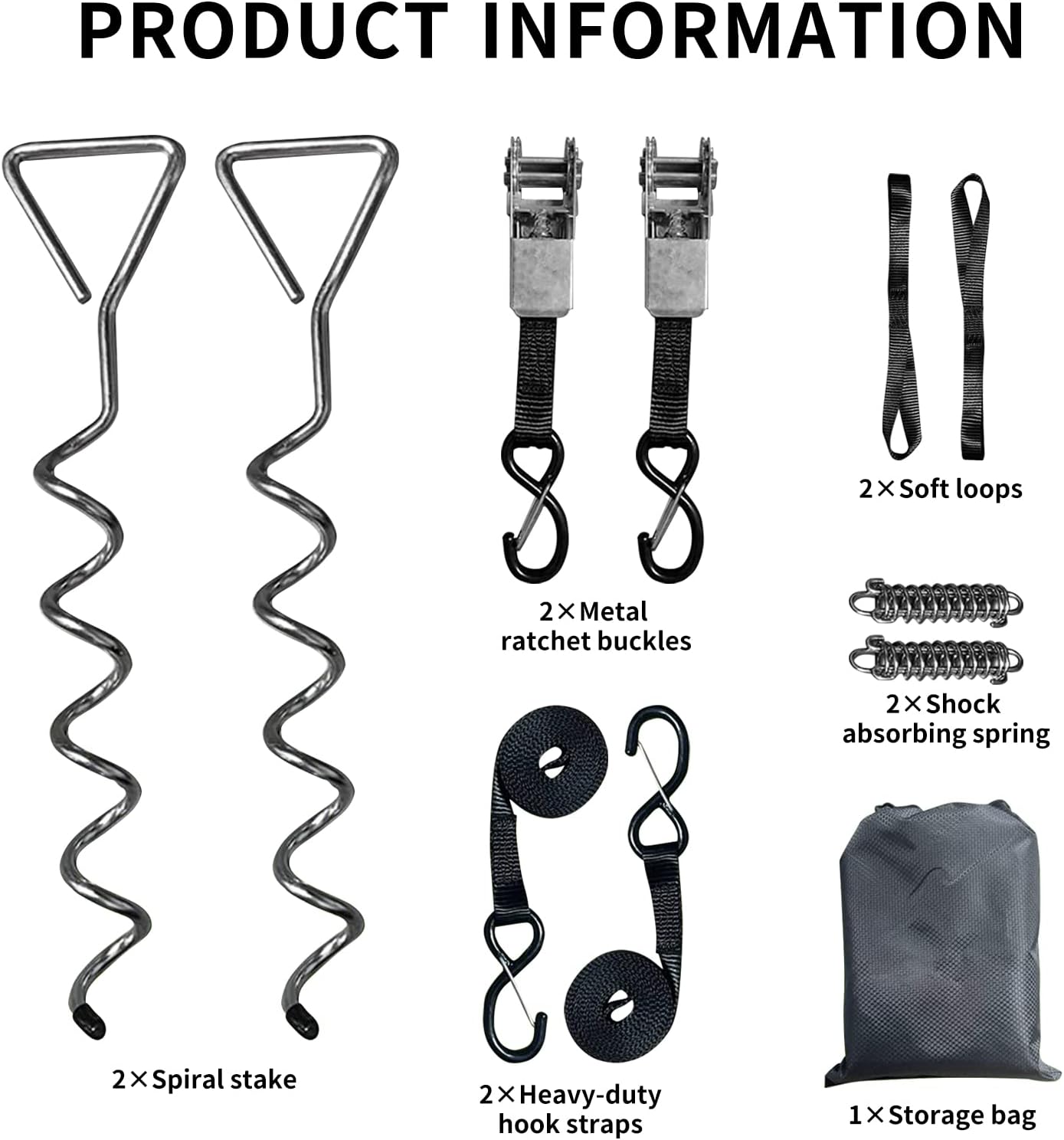 Heavy RV Awning Tie Down Kit Camper Accessories with Ratchet Tie Down Strap and Buffer Tension Spring, Great for Truck Camper Outdoor Camping Trailer Awning