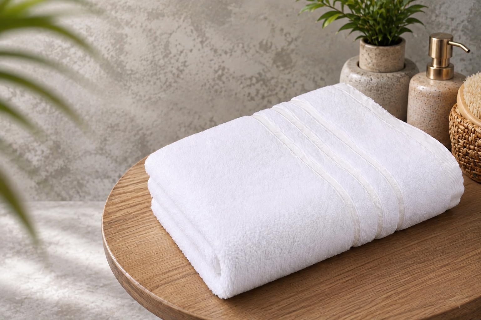 VISOKA TEX 400 GSM Cotton Bath Towel Pack of 1, White Fabric Full Length Soft Super Absorbent Water Soak Easy Unique Stripe Design Towel for Men Women White-image-17