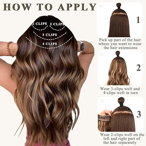 Miniatura 7 de NAYOO Extensiones de cabello rizado con clip, 4 piezas, largo, ondulado, sintético, grueso, con fibra de doble trama, para mujer con cabeza completa