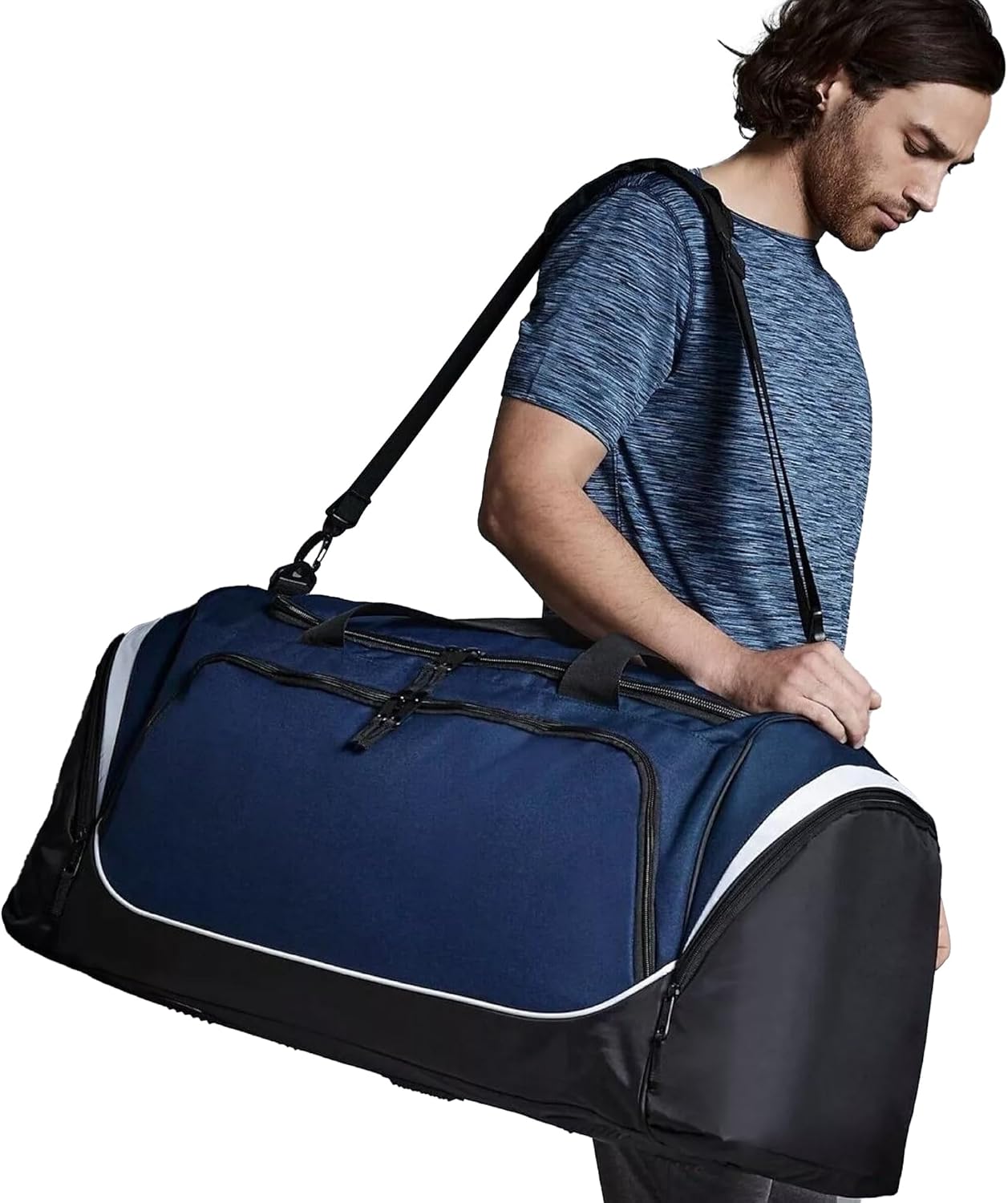 Quadra Pro Team X-Large Jumbo Kit Bag (QS288) - Sports Travel Duffle Bag - French Navy/Black/White