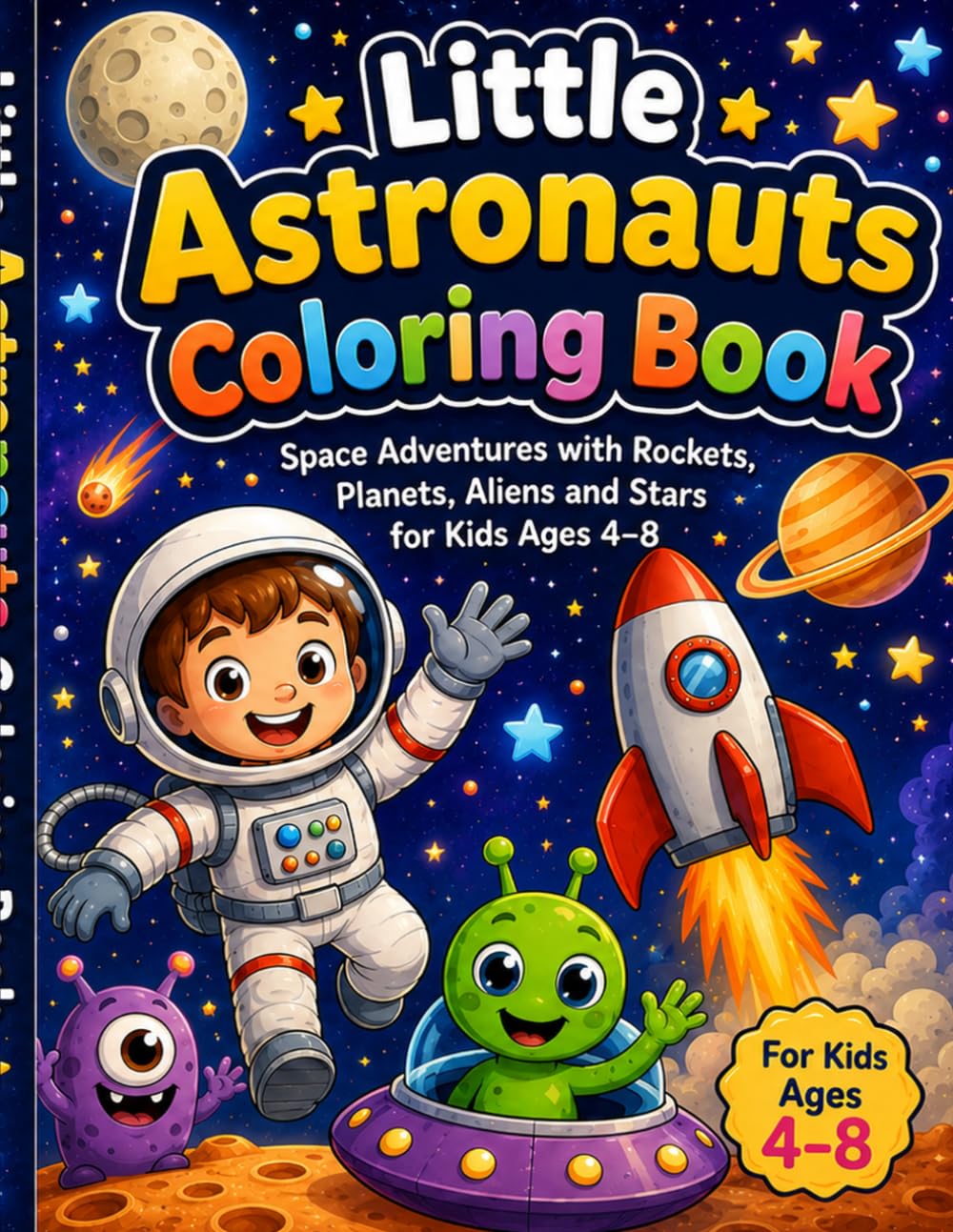 Little Astronauts Coloring Book: Space Adventures with Rockets, Planets, Aliens and Stars for Kids Ages 4–8