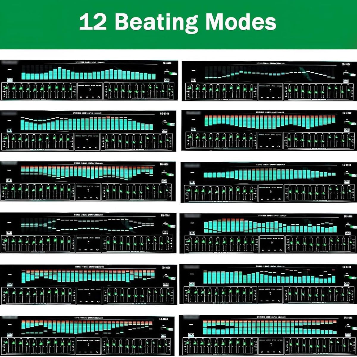 Ecualizador gráfico Digital de 31 Bandas, analizador de Espectro Musical, Ecualizador gráfico estéreo con reducción de Ruido y 12 Patrones de Ritmo, Ecualizador de sintonización EQ de Alta fidelidad