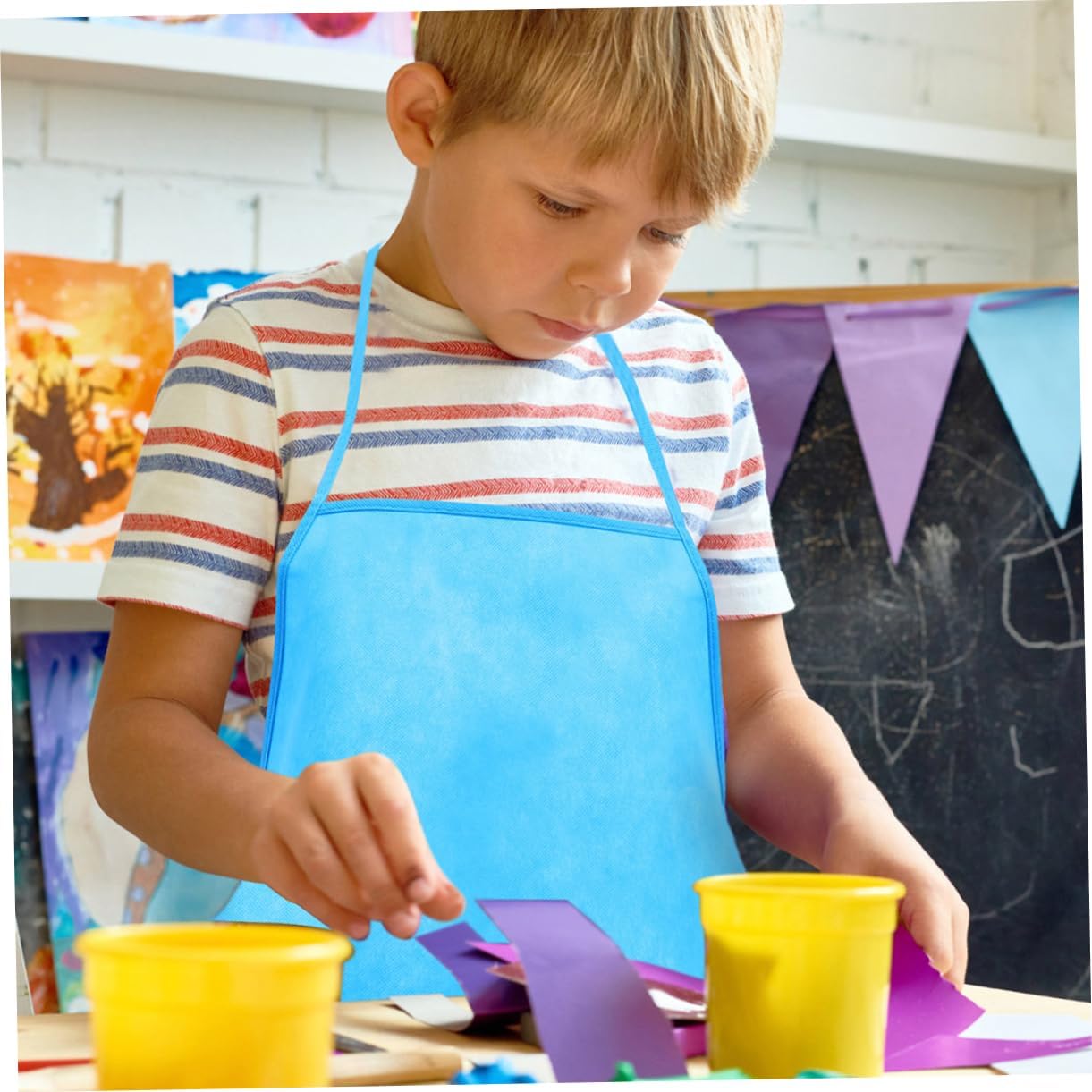YARNOW Non-woven Apron for Pink Mess Bake Smocks Sprinkle Boys Painting Cotton Funny Art Craft Waterproof