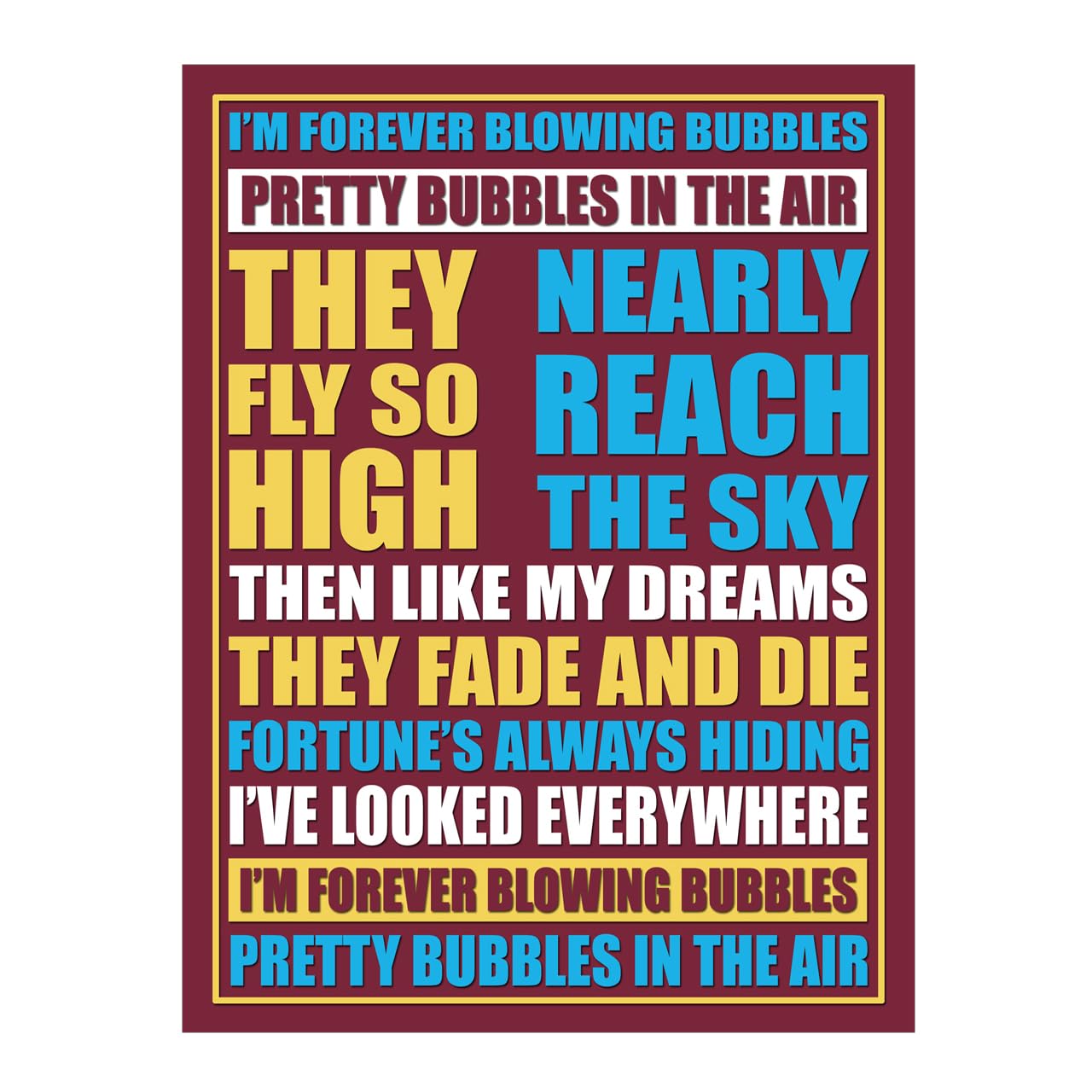 West Ham Metal Sign Plaque Print Poster Compatible With West Ham Forever Blowing Bubbles Song Lyrics Fan Chant Football Gift Dad Man Cave Shed Home Bar Garage Ref7054 (8x6 inches (Approx) 20cmx15cm) โ image 1