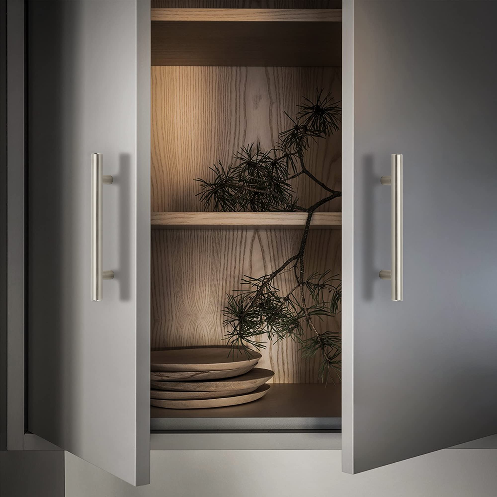 Ravinte 10 Pack 6-3/8 inch Cabinet Pulls Brushed Nickel Stainless Steel Kitchen Cupboard Handles Cabinet Handles, 4 inch Hole Center