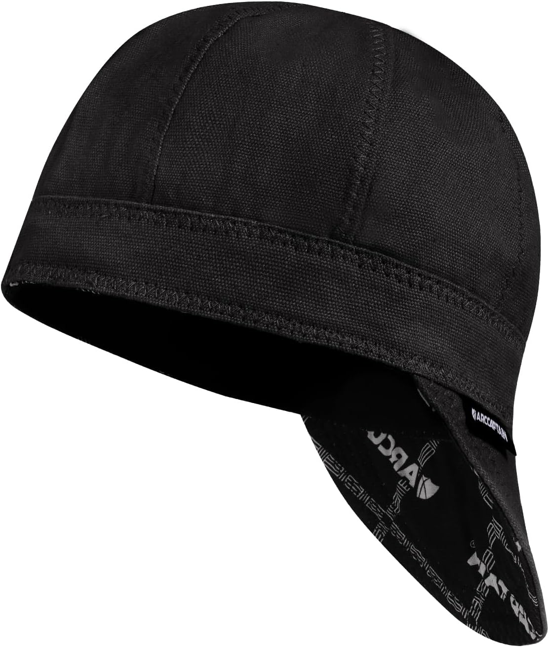 ARCCAPTAIN Reversible Welding Cap, 8 Panel Protective Welders Cap, 10 oz Fireproof Cotton Comforts for Safety and Protection While Welding to Men Women, Black, 6 7/8