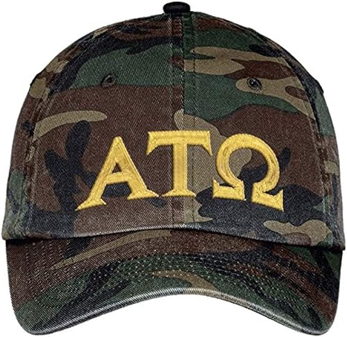 Alpha Tau Omega ATO - Sombrero de camuflaje con letras de camuflaje militar, Camuflaje militar