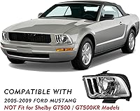 Vista 4 de Juego de faros delanteros para Ford Mustang 2005-2009 para el lado del pasajero y del conductor (carcasa cromada con reflector transparente)