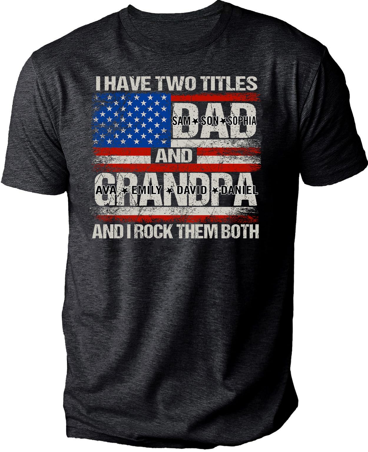 Customized Mens Grandpa American Flag Father's Day 4th of July First Gift for Dad Poppop Pop papa with Grandkids Names