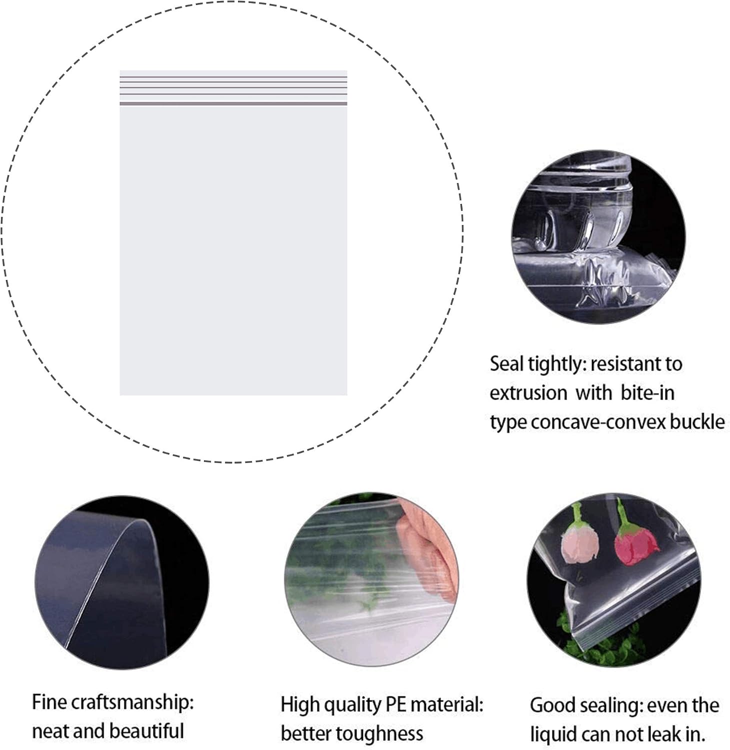 Clear Resealable Zipper Poly Bags 300pcs 5" x 7" Self Lock Plastic Bag Reclosable Clear Plastic Zip Bags 2 Mil A6 Cards Envelopes Storage Packaging Crafts Candy (12 Sizes to Choose from)