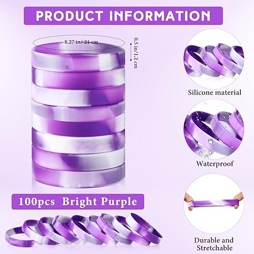 Vista 105 de Liliful 100 pulseras de goma de silicona para mujeres y hombres (verde)