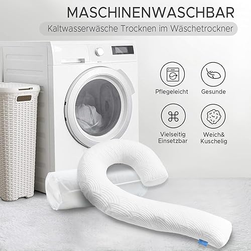 Miniatura 8 de Almohada corporal para adultos  Inserto de almohada suave y larga para dormir  Espuma viscoelástica triturada y funda extraíble lavable  Almohada de