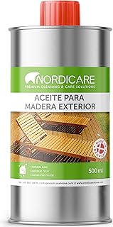 Nordicare Aceite para madera exterior [500ml] Aceite para teca, roble, acacia o alerce | Aceite para la protección de la madera en exteriores | Aceite de teca para muebles de jardín