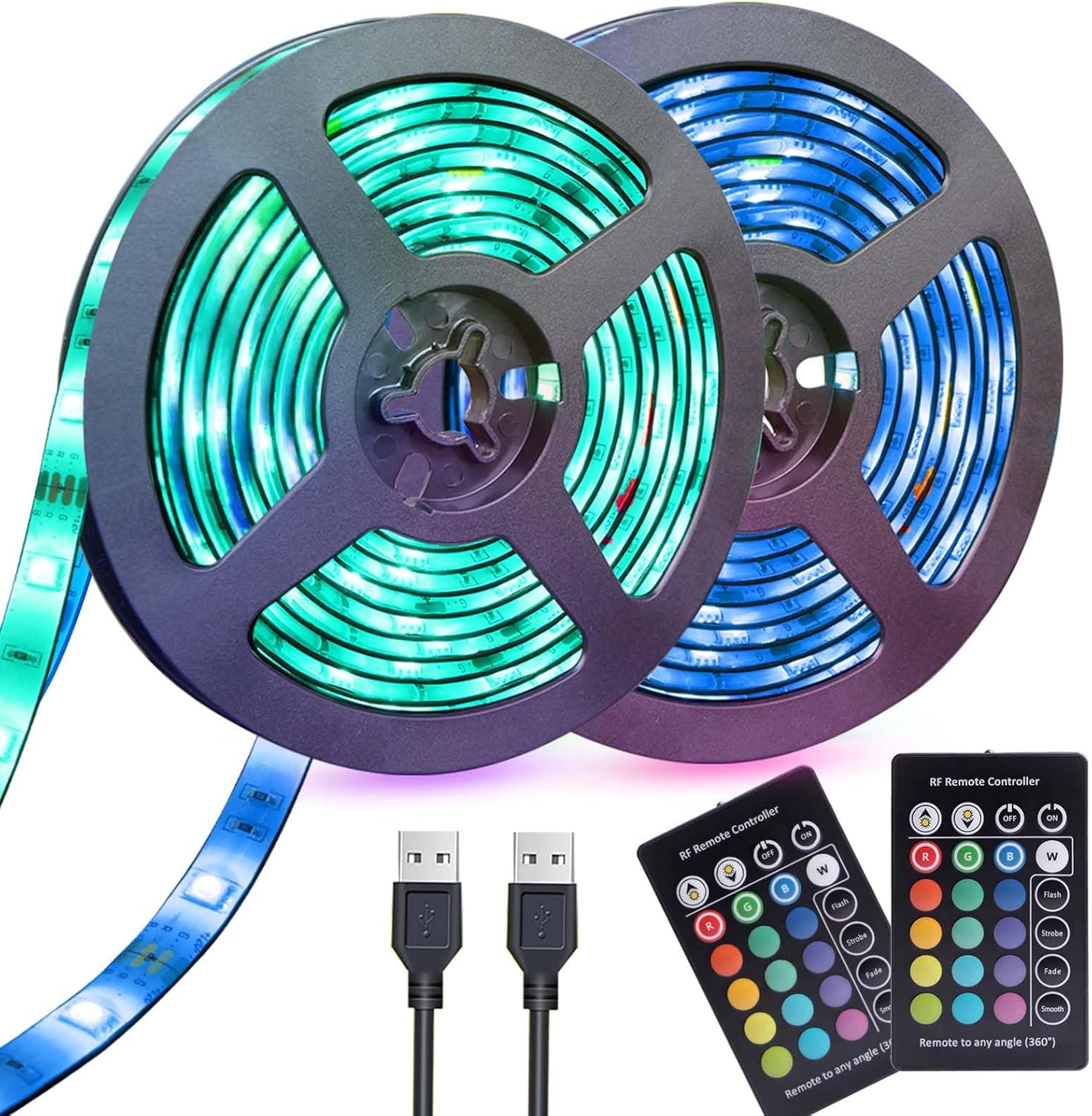 USB LED Strip Lights 13.2ft, USB Powered LED Light with 24-Keys Remote Controller Waterproof RGB Flexible Color Changing LED Strip Light for TV Backlights, Bedroom, Desk, PC, Camping & Home Decoration
