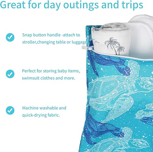 Miniatura 4 de 2 bolsas húmedas, impermeables, reutilizables, con cremallera, para pañales, para viajes, playa, piscina, natación, pañales para bebé, gimnasio,