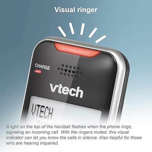 Miniatura 10 de VTECH VS112 DECT 6.0 - Teléfono inalámbrico expandible Bluetooth para el hogar con contestador, bloqueo de llamadas, identificador de llamadas,