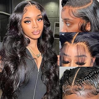 13x6 Body Wave Lace Front Wigs Human Hair 180% Density 13x6 HD Transparent Frontal Wigs Human Hair for Women Pre Plucked Body Wave Glueless Wigs Human Hair with Baby Hair Brazilian Virgin Black Wigs (24 Inch, Body Wave Lace Front Wigs 13x6)