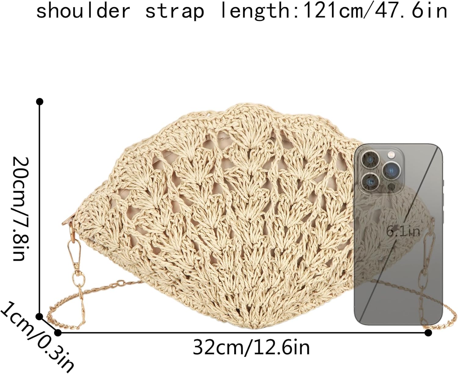 Minache Women Small Shell Straw Woven Crossbody Shoulder Bag Coin Purse Wallet - Image 6