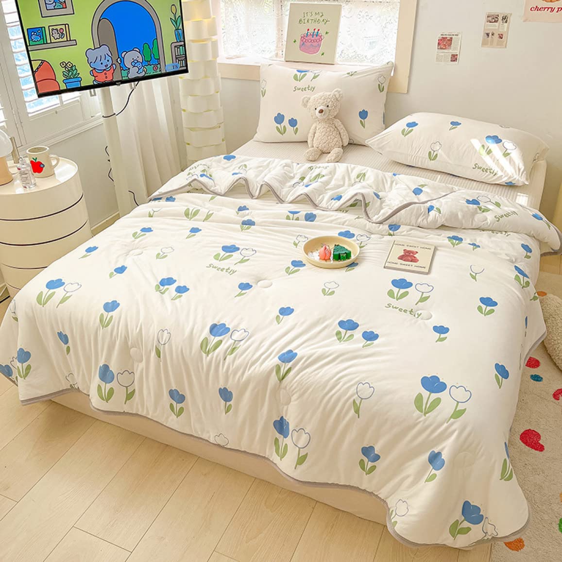 Amazon｜[BKVB] 肌掛け布団 シングル 夏用 パンダ柄 夏ふとん キルト