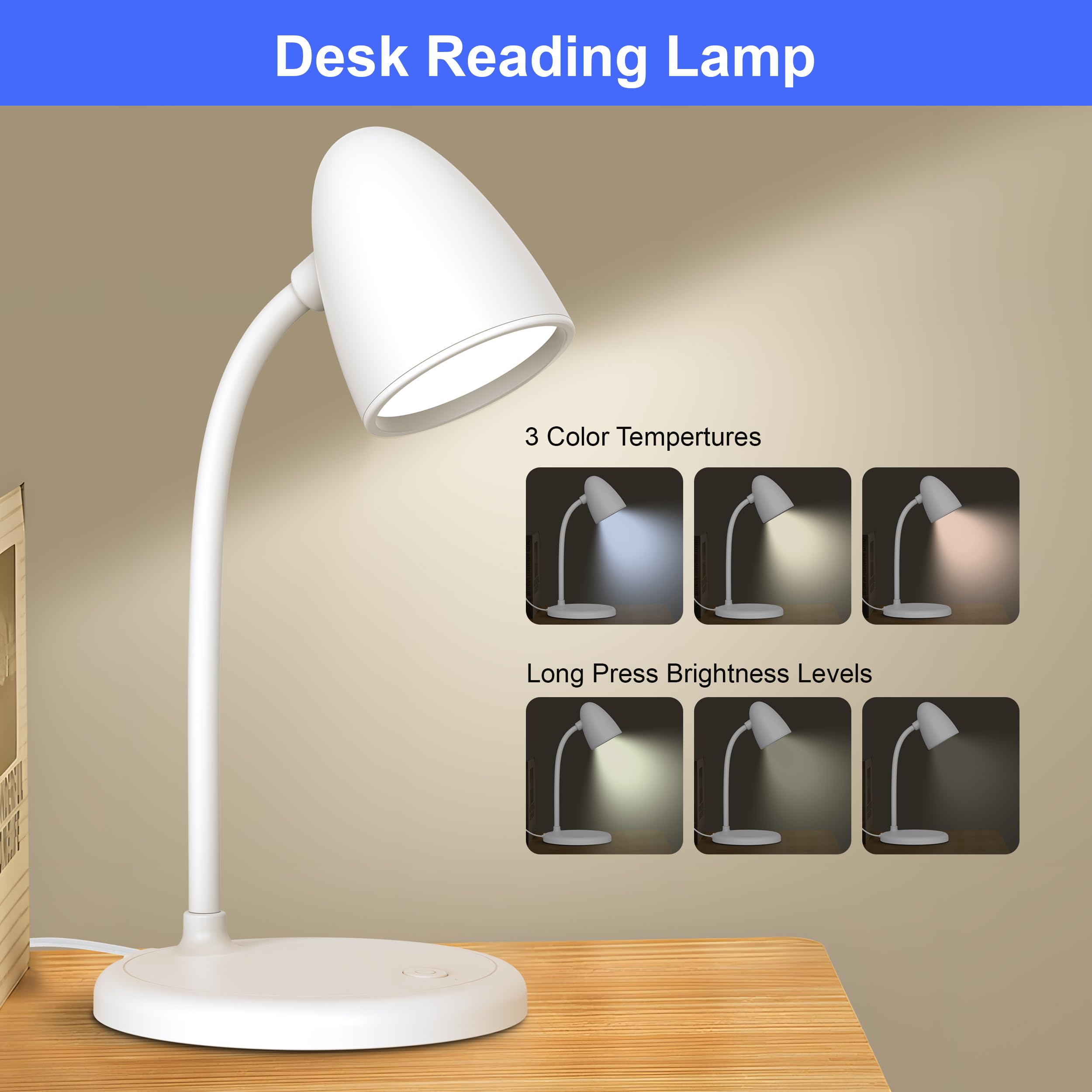 Flexible LED Desk Lamp with Adjustable Color and Brightness