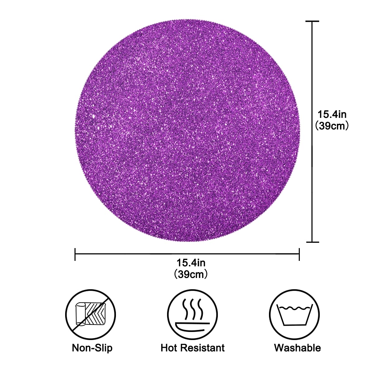 Set Di 6 Tovagliette Rotonde Glitter Rosa Per Cucina - Lavabili In Lavatrice, Antimacchia E Termoresistenti - Decorazione Tavola Per Bambini - 2