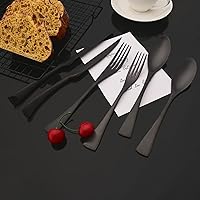 Vista 2 de JASHII Juego de cubiertos mate de 24 piezas de acero inoxidable extra grueso, acabado satinado, servicio para 4 cuchillos de carne duraderos, juego