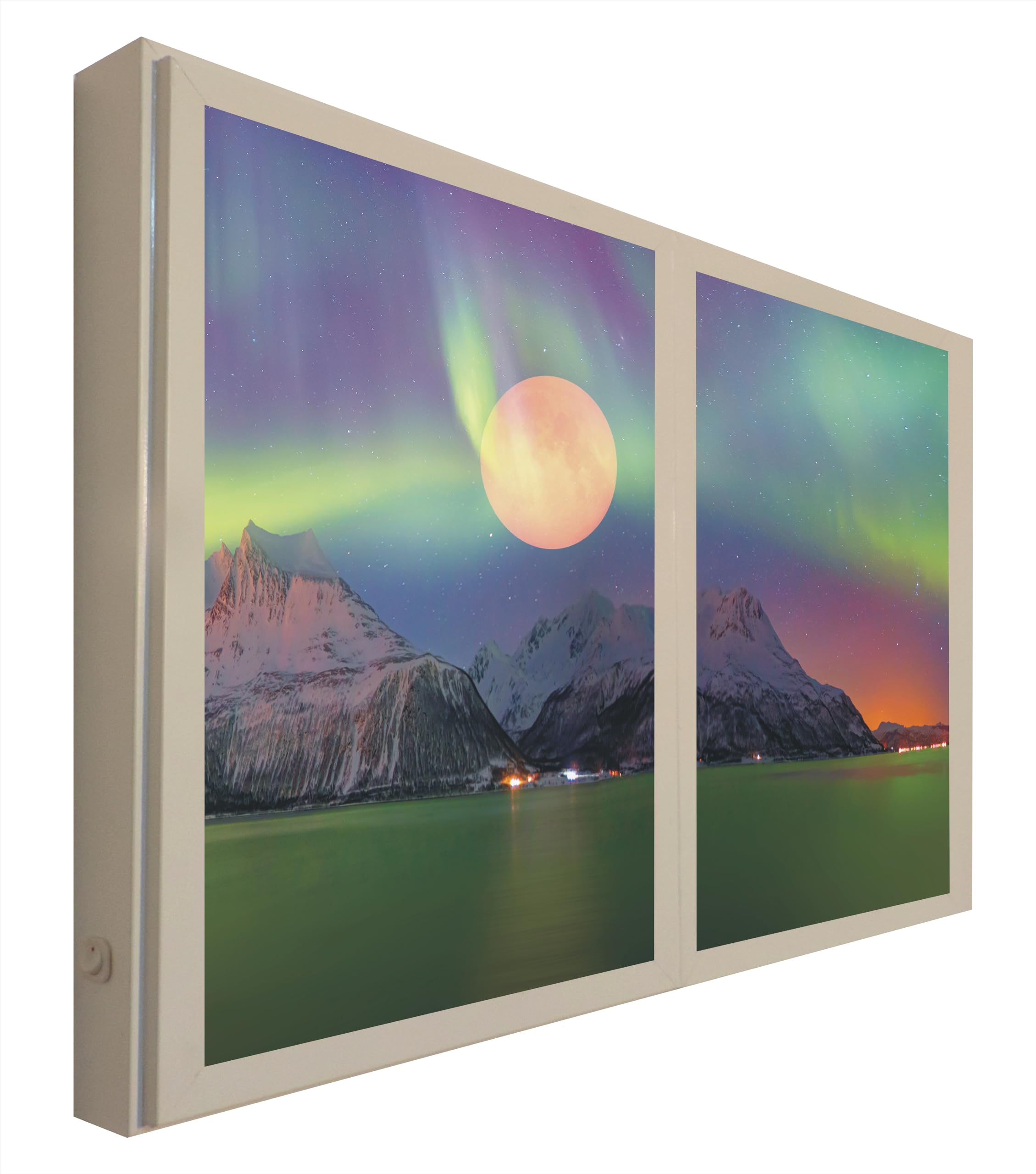 Fausse fenêtre illuminée LED Aurora Boréale pour salon et chambre