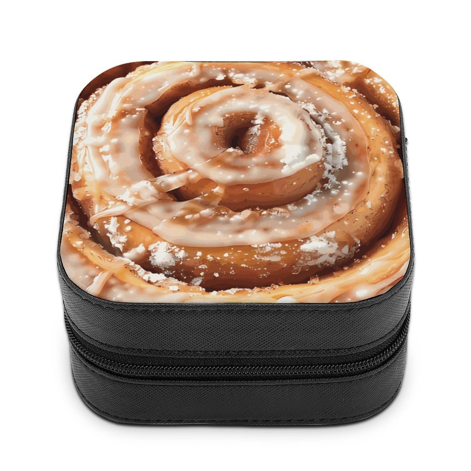 Cinnamon Roll Small Jewelry Organizer Portable Travel Storage Holder Box for Earrings Rings Necklaces Bracelets