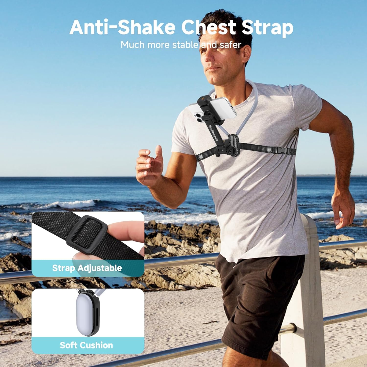 Upgraded 65cm Neck Phone Holder Recording with Anti-Shake Strap - POV/Vlog Neck Tripod Mount Hands-Free Filming, Universal for iPhone, Samsung Google Pixel, All Smartphones and Action Camera