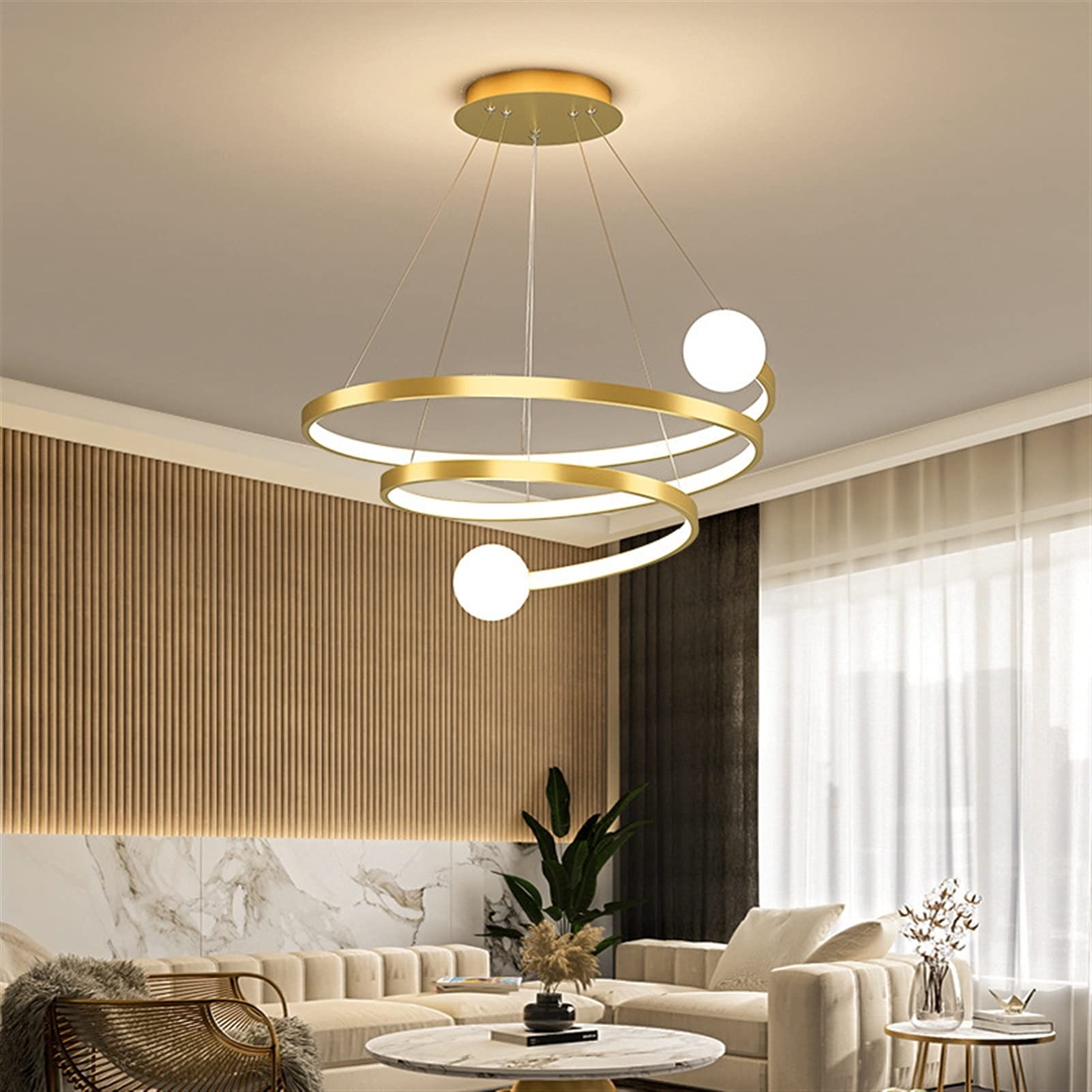 Lampadario LED 51W Dimmerabile a Spirale Lampadario Tavolo da Pranzo Bar Lampade a Sospensione Telecomando Dimmerabile Luci a Sospensione Plafoniera con Dimmerabile Remoto [Livello A Energy++],Moderno