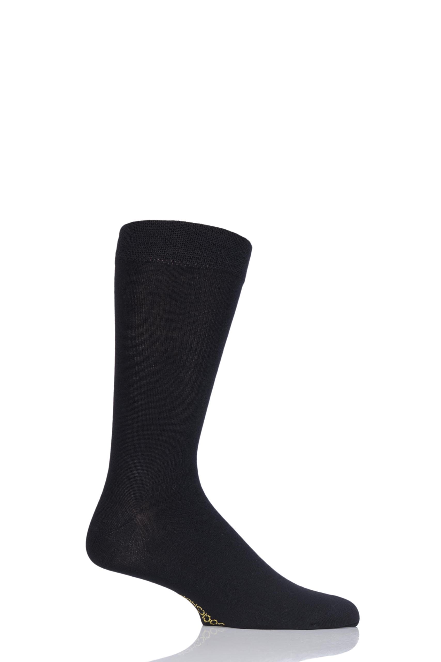 Sockshop Men's Back In Black Colour Burst Plain Bamboo Socks With Smooth Toe Seams Pack Of 1 6-11