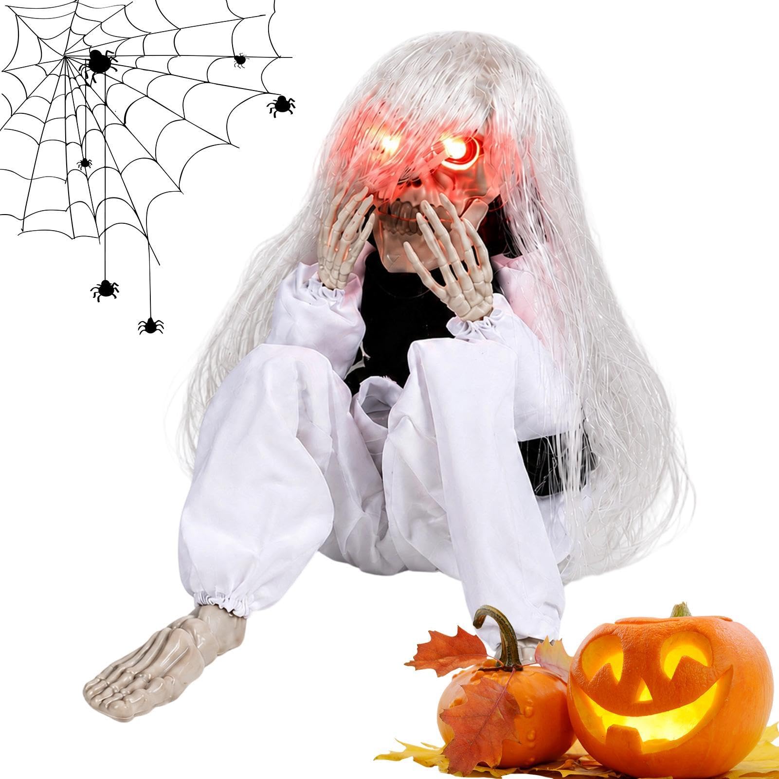 Decorazione Scheletro Halloween Pianto Attivato Dal Suono Con Occhi | Decorazione Casa Infestata Per Feste, Cortile, Casa Stregata E Ingresso