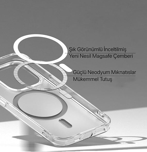 Minesk İphone 15 İçin Magsafe ile Uyumlu Arkası Mat Görünümlü Polikarbonat Kenarları Silikon Parmak İzi Tutmayan Yüksek Kalite Şeffaf Silikon Kılıf (Manyetik, 15)