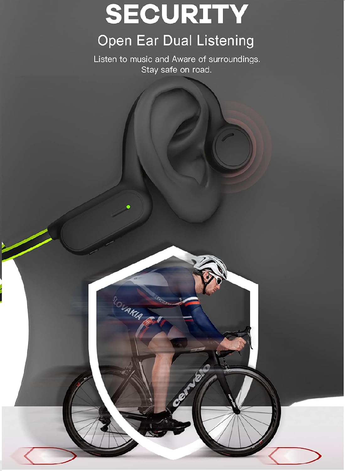 Pinetree Open Wireless Bone Conduction Headphones with Bluetooth 5.0,Bone Conduction Headphones MP3 for Outdoor Running Driving,Swetproof Wireless Ear Bone Conduction Headphones with Mic(Gray